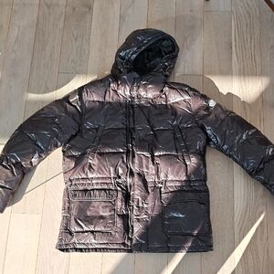Moncler Shiny Brown Hooded Puffer Jacket